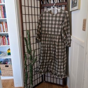 By Megan Crosby Poppy Gingham Mushroom Print Maxi Dress - XL